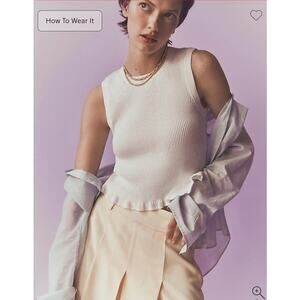 NWT J. Crew Ruffle-Trim Shell Tank Top In Premium Ultra-Fine Cotton White M